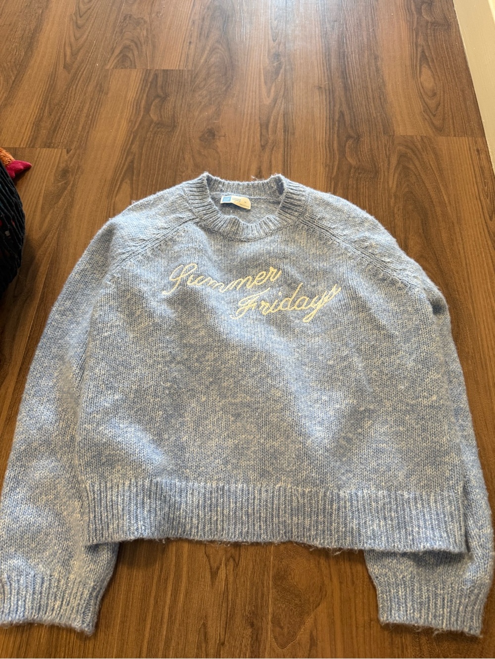 GAP Light Blue Crewneck Sweater with Script Logo